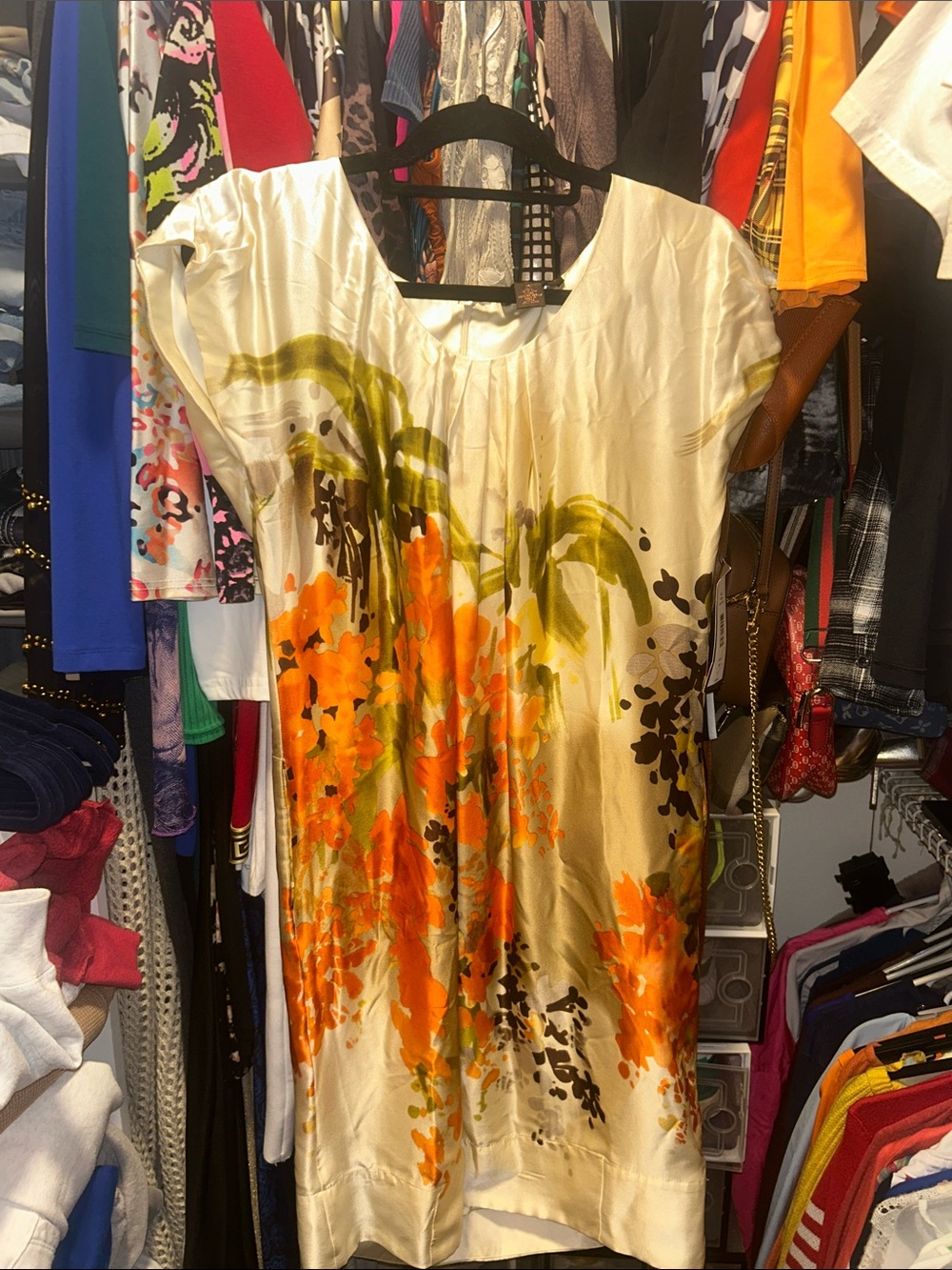 Victor Alfaro Cream Satin Pleated Top with Black Label